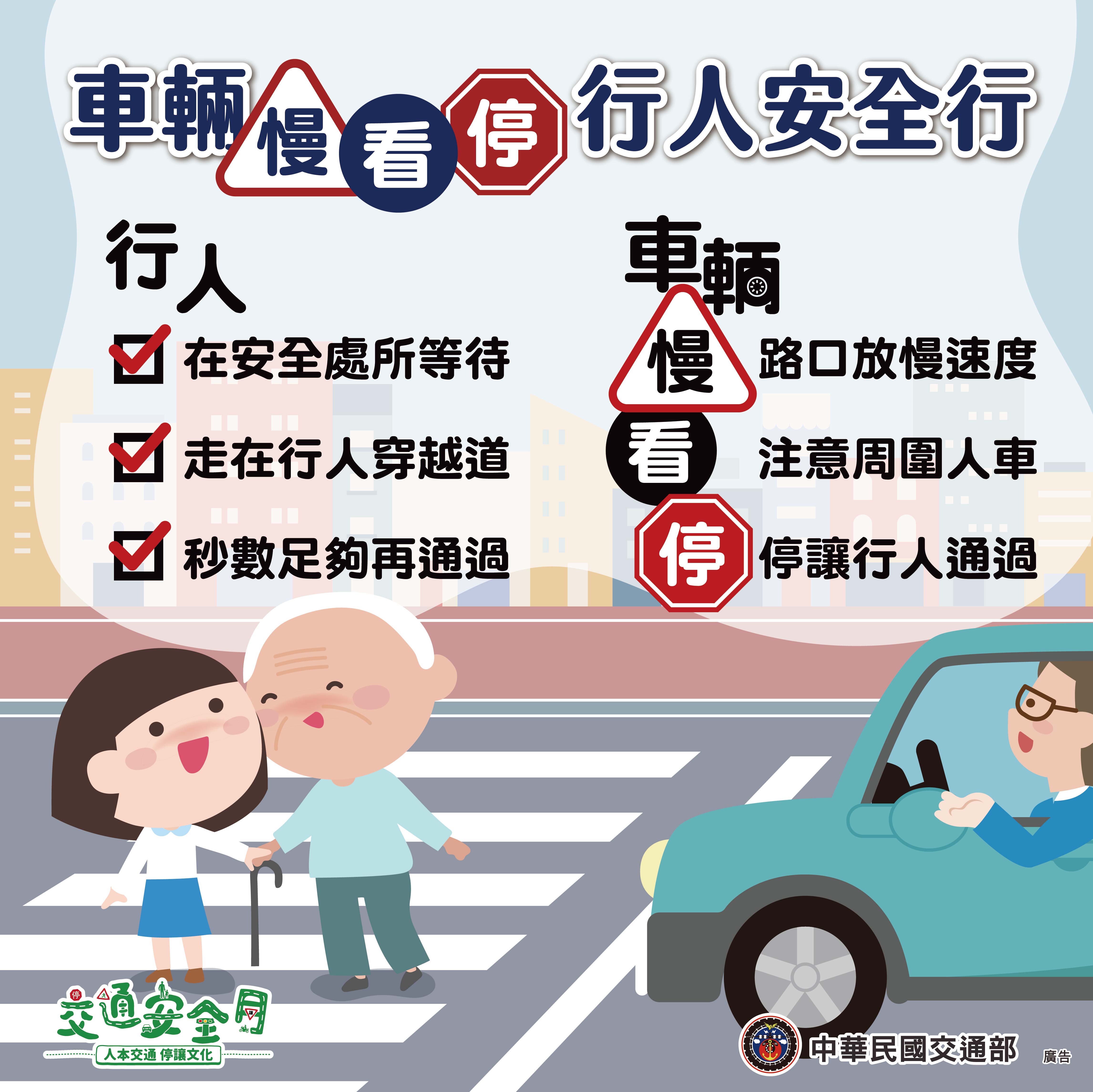 車輛慢看停 行人安全行